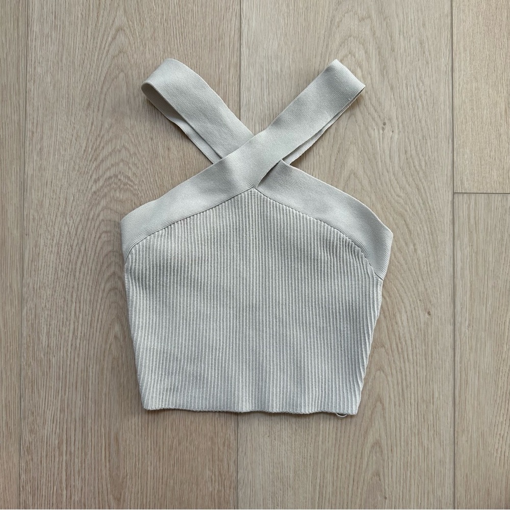 Aritzia Babaton Sculpt Knit Criss Cross Cropped Tank